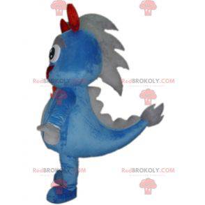 Gigantisk drage blå og grå dinosaur maskot - Redbrokoly.com