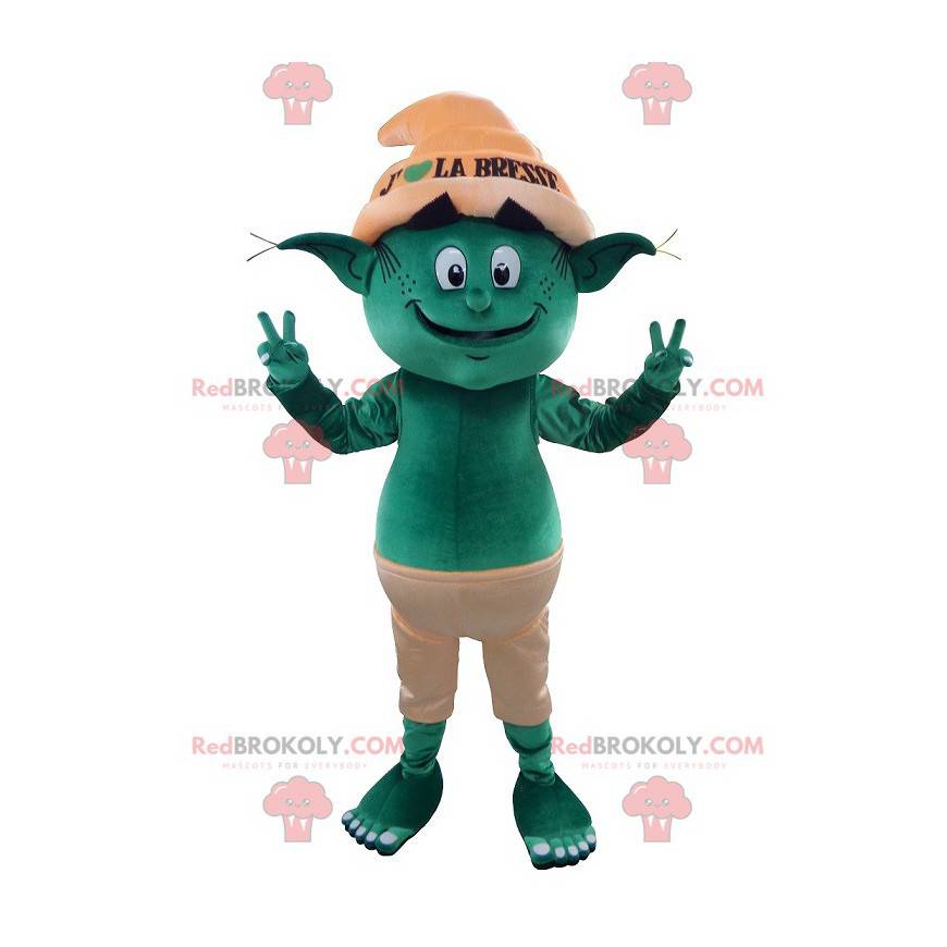 Mascotte groene kabouter trol - Redbrokoly.com