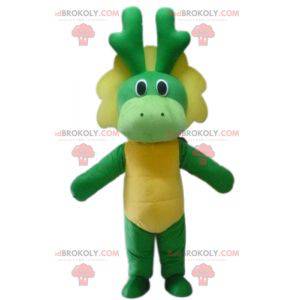 Mascotte de dinosaure vert et jaune de dragon - Redbrokoly.com