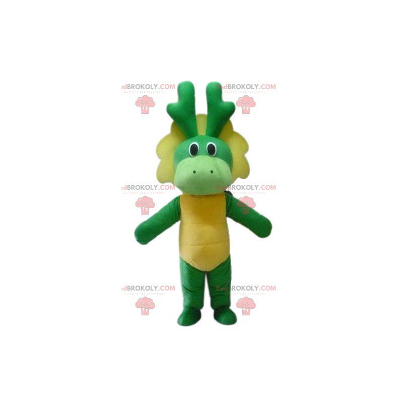 Mascota dinosaurio dragón verde y amarillo - Redbrokoly.com