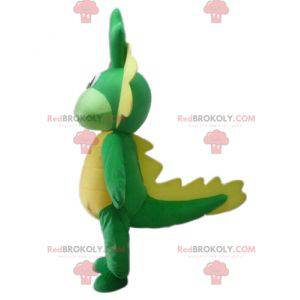Grön och gul drak dinosaur maskot - Redbrokoly.com