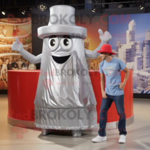 Silver Jambalaya mascot costume character dressed with a Tank Top and Hats