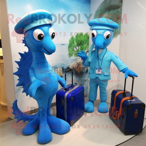 Blue Sea Horse maskot drakt...