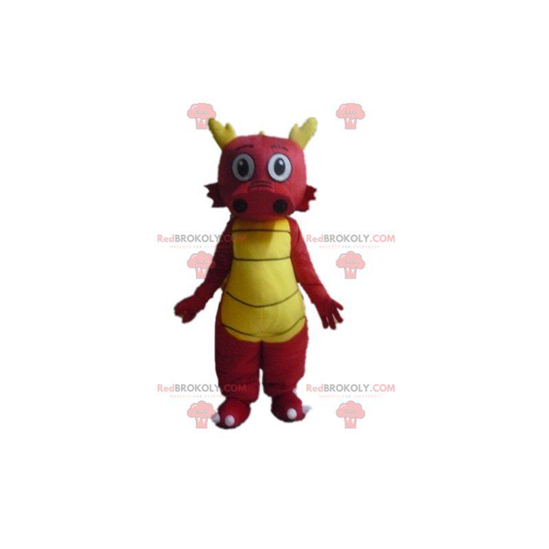 Cute and colorful red and yellow dragon mascot - Redbrokoly.com