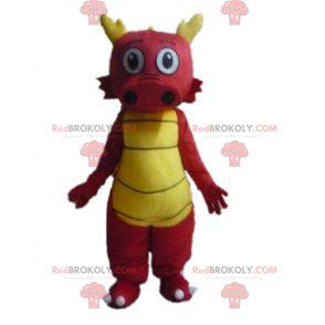 Roztomilý a barevný červený a žlutý drak maskot - Redbrokoly.com