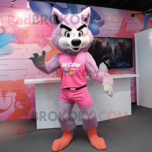 Pink Wolf mascotte kostuum...