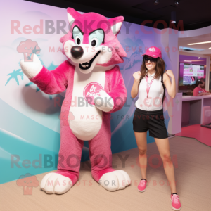 Pink Wolf mascotte kostuum...