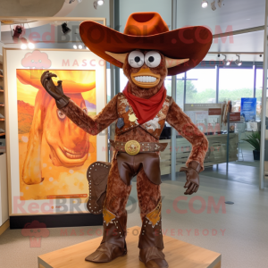 Rust Cowboy mascot costume character dressed with a Swimwear and Keychains