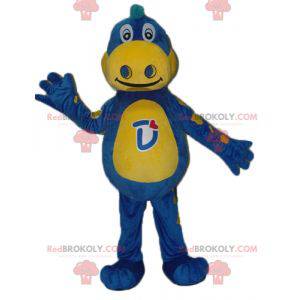 Mascotte de dragon bleu et jaune Danone - Mascotte Gervais -