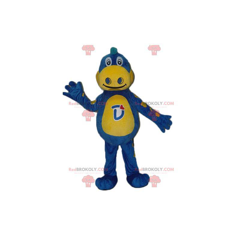 Blaues und gelbes Drachenmaskottchen Danone - Mascotte Gervais