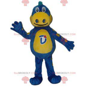 Mascotte de dragon bleu et jaune Danone - Mascotte Gervais -