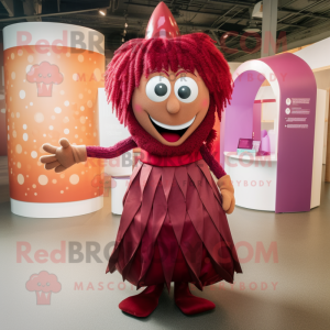 Maroon Tooth Fairy mascot costume character dressed with a Maxi Dress and Anklets