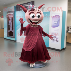 Maroon Tooth Fairy mascot costume character dressed with a Maxi Dress and Anklets