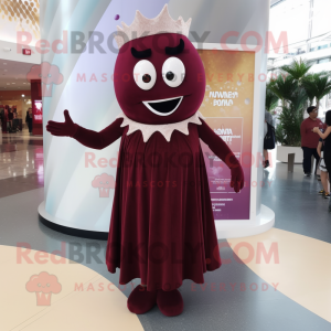 Maroon Tooth Fairy mascot costume character dressed with a Maxi Dress and Anklets