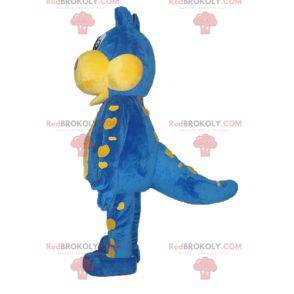 Mascotte de dragon bleu et jaune Danone - Mascotte Gervais -