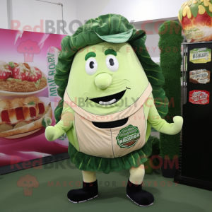 Olive Corned Beef And Cabbage mascot costume character dressed with a Graphic Tee and Brooches