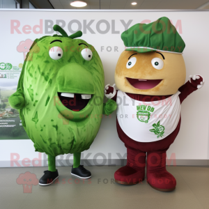 Olive Corned Beef And Cabbage mascot costume character dressed with a Graphic Tee and Brooches