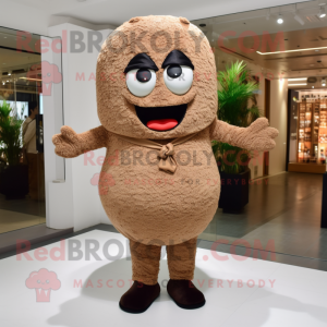 Brown Fried Rice mascot costume character dressed with a Romper and Tie pins