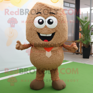 Brown Fried Rice mascot costume character dressed with a Romper and Tie pins