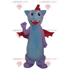 Mascota dragón murciélago rosa azul y rojo - Redbrokoly.com