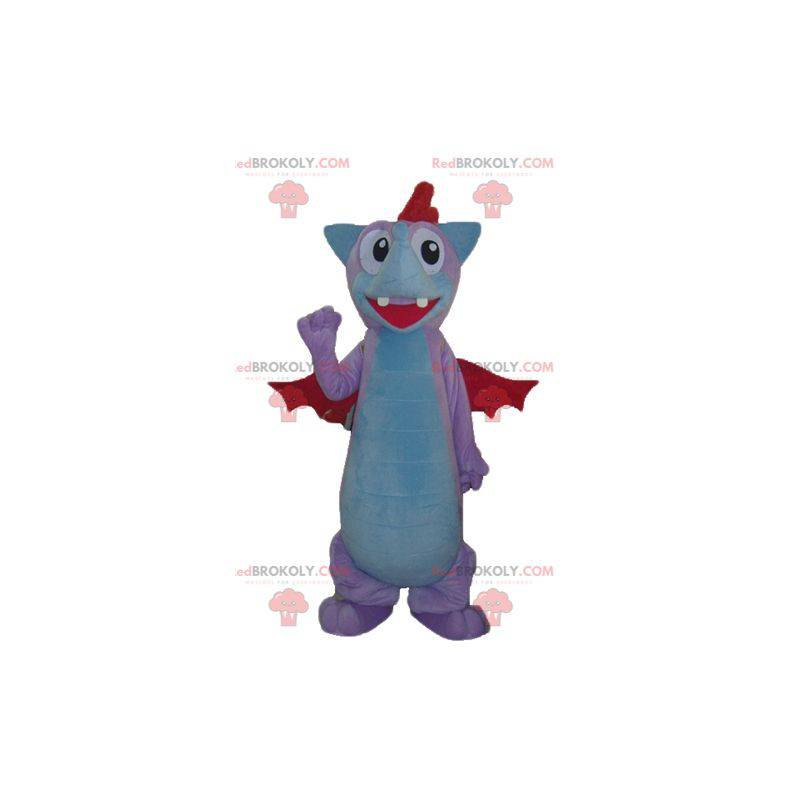 Mascote dragão morcego rosa azul e vermelho - Redbrokoly.com