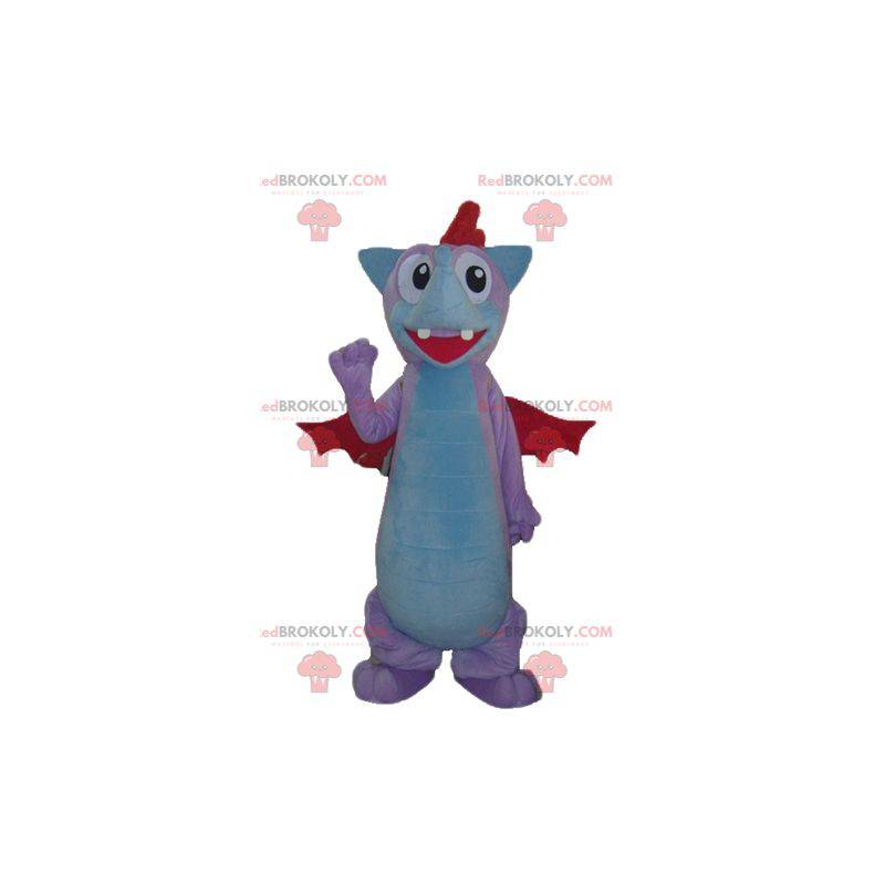 Mascotte de dragon de chauve-souris rose bleue et rouge -