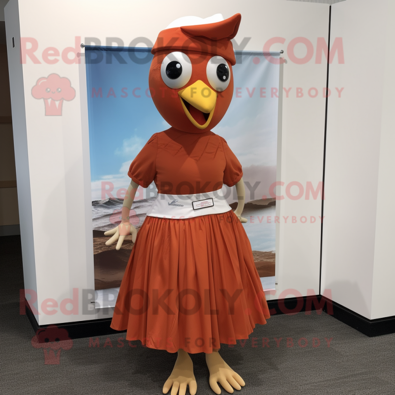 Rust Dove mascot costume character dressed with a Pleated Skirt and Headbands Rust Dove mascot costume character dressed with a Pleated Skirt and Headbands