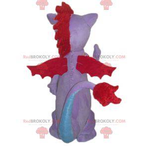 Mascotte de dragon de chauve-souris rose bleue et rouge -