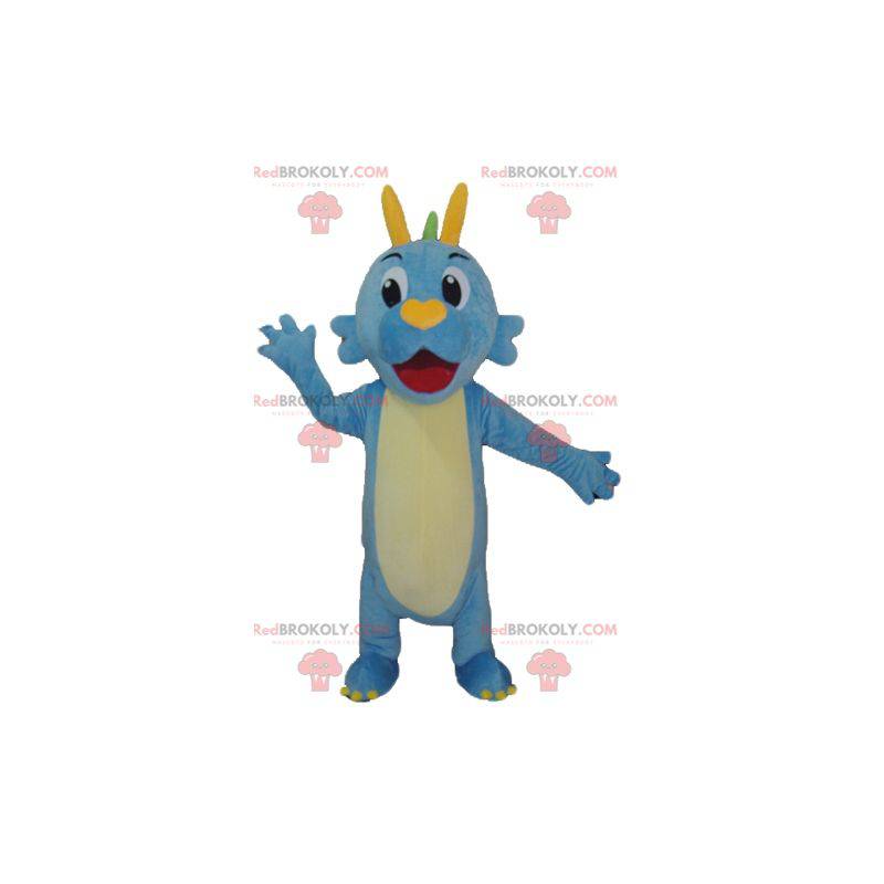 Blue green and yellow dragon dinosaur mascot - Redbrokoly.com