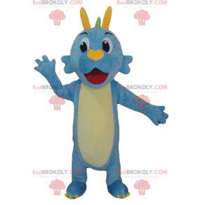 Blå grøn og gul drage dinosaur maskot - Redbrokoly.com