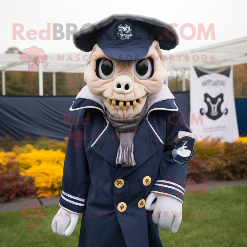 Navy Graveyard mascot costume character dressed with a Jacket and Scarf clips