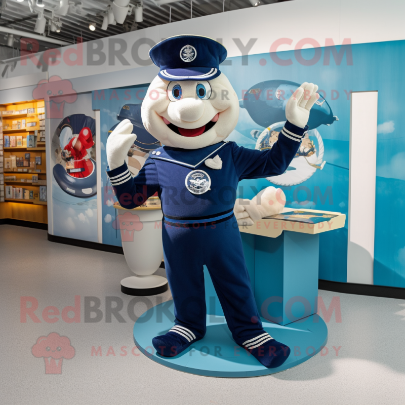 Navy Contortionist mascot costume character dressed with a Trousers and Coin purses Navy Contortionist mascot costume character dressed with a Trousers and Coin purses