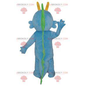 Blue green and yellow dragon dinosaur mascot - Redbrokoly.com