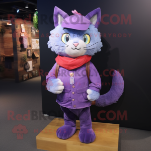Purple Cat maskot kostym...