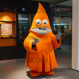 Orange Wizard maskot kostym...