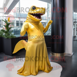 Gold Shark maskot kostume...