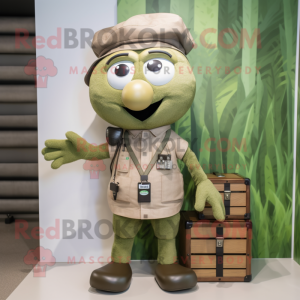 Olive Doctor mascot costume character dressed with a Cargo Shorts and Earrings