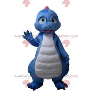 Mascotte de dinosaure bleu blanc et rose de dragon -