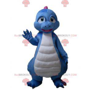 Blauw wit en roze draak dinosaurus mascotte - Redbrokoly.com