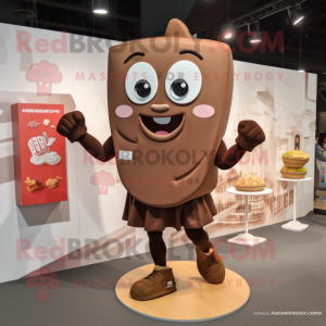 Brown Chocolate Bar mascot costume character dressed with a Running Shorts and Coin purses