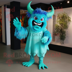 Cyan-Dämon Maskottchen...