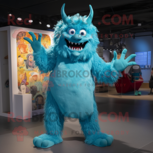 Cyan Demon maskot kostyme...