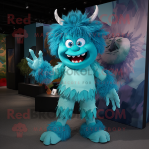 Cyan Demon maskot kostyme...