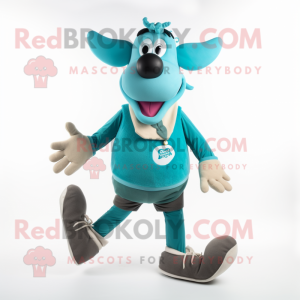 Teal Beef Stroganoff mascot costume character dressed with a Leggings and Anklets