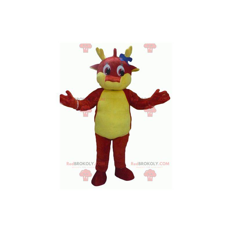 Mascota dragón gigante rojo y amarillo - Redbrokoly.com