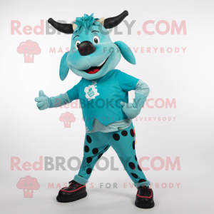 Teal Beef Stroganoff mascot costume character dressed with a Leggings and Anklets