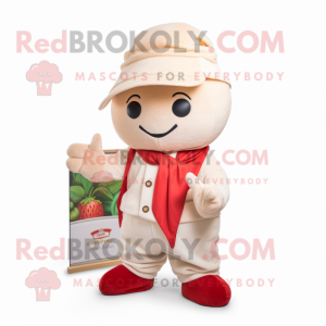 Beige Strawberry mascot costume character dressed with a Trousers and Shawls