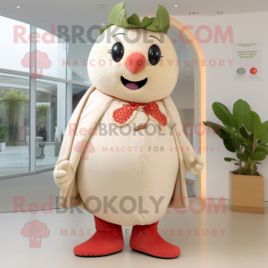 Beige Strawberry maskot...