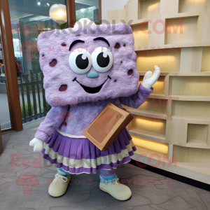 Lavender Lasagna mascot costume character dressed with a Blouse and Wallets