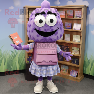 Lavender Lasagna mascot costume character dressed with a Blouse and Wallets